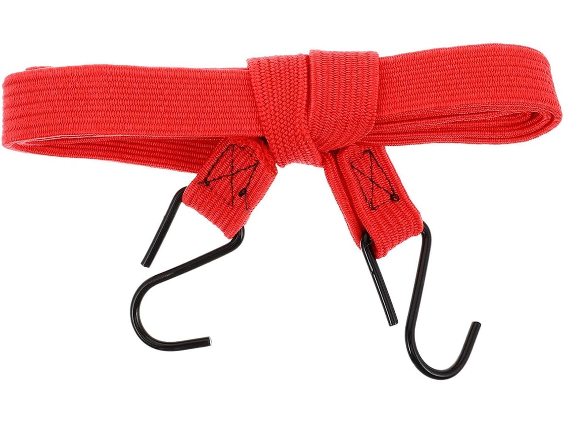 Cordão Elástico Vermelho Com Ganchos Para Bicicleta E Veículo