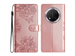 Capa De Celular Em Pu Com Estampa De Borboleta E Flor De Cerejeira
