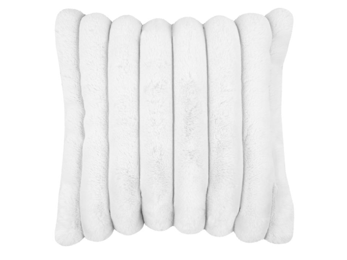 Coussin Em Imitação De Pele Ultra Macia Com Faixas Brancas 45x45 Cm