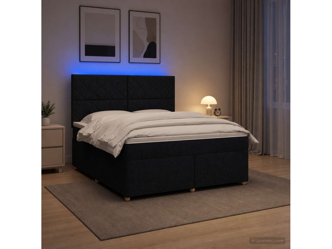 Vidaxl Cama Box Spring Com Colchão Preto 180 X 200 Cm Tecido