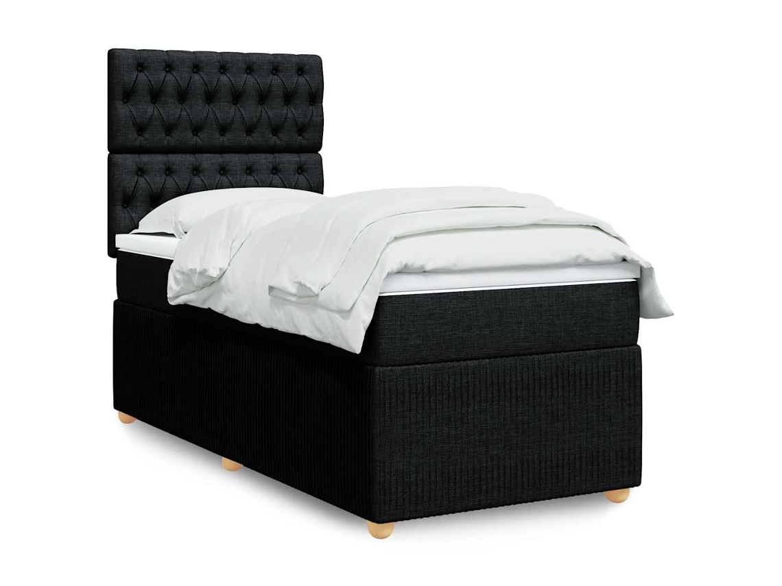 Vidaxl Cama Com Molas/colchão 90x200 Cm Tecido Preto