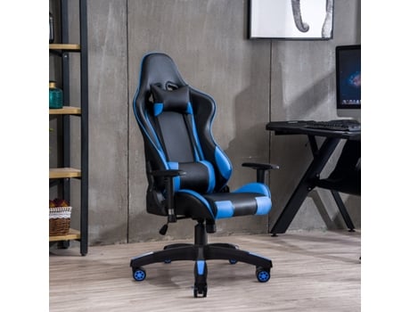 Cadeira de Jogos Cadeira de Videogame Cadeira de Computador de Corrida Pc Cadeira de Couro Pu com Encosto Cadeira de Escritório Azul HOMEMIYN