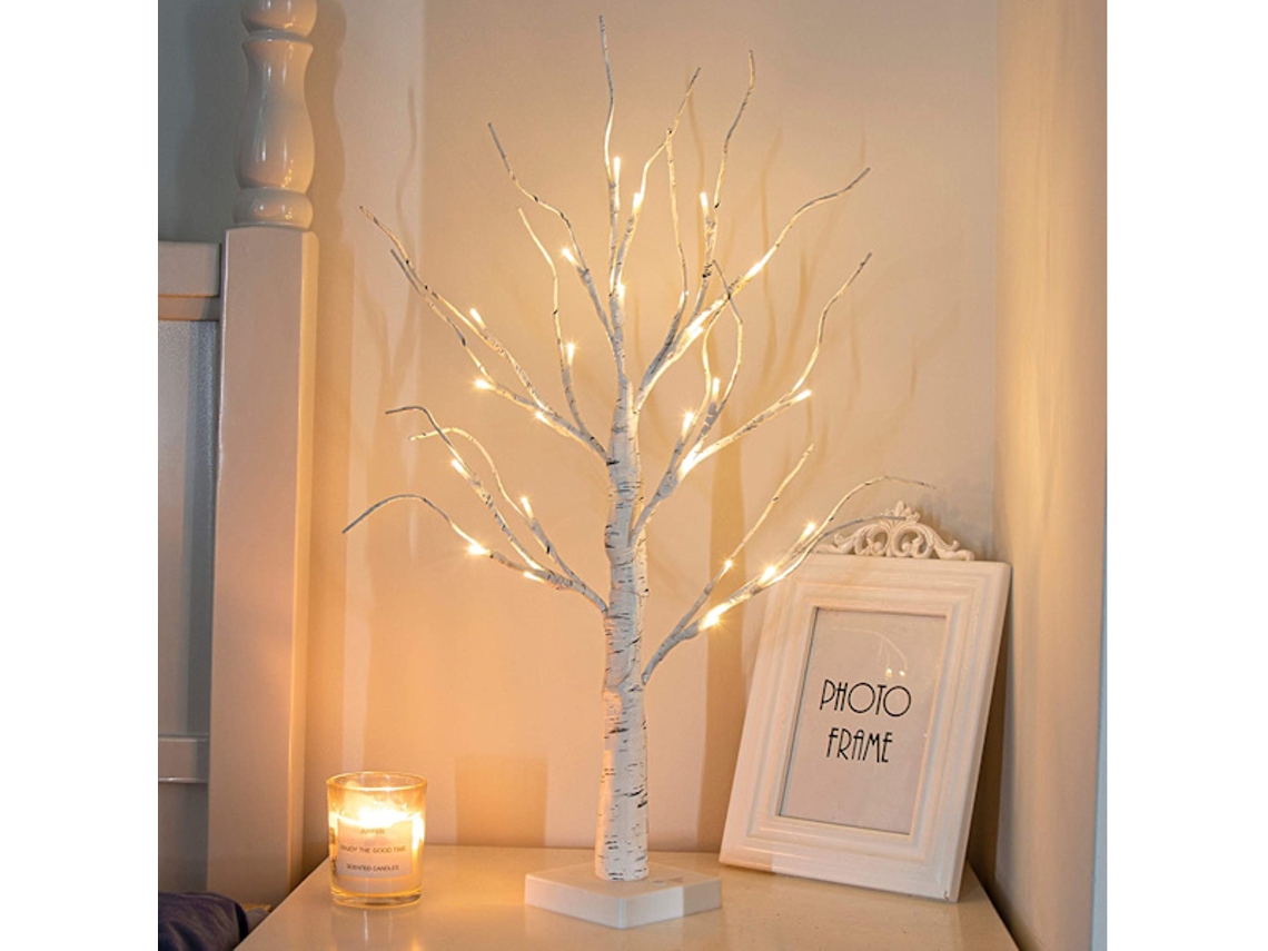 Árvore de Natal Artificial com Luzes Bétula 60 Cm e 24 Led, Alimentada por Bateria e com Temporizador, Luz Branca Quente BRILVIBERA (2 Pés)