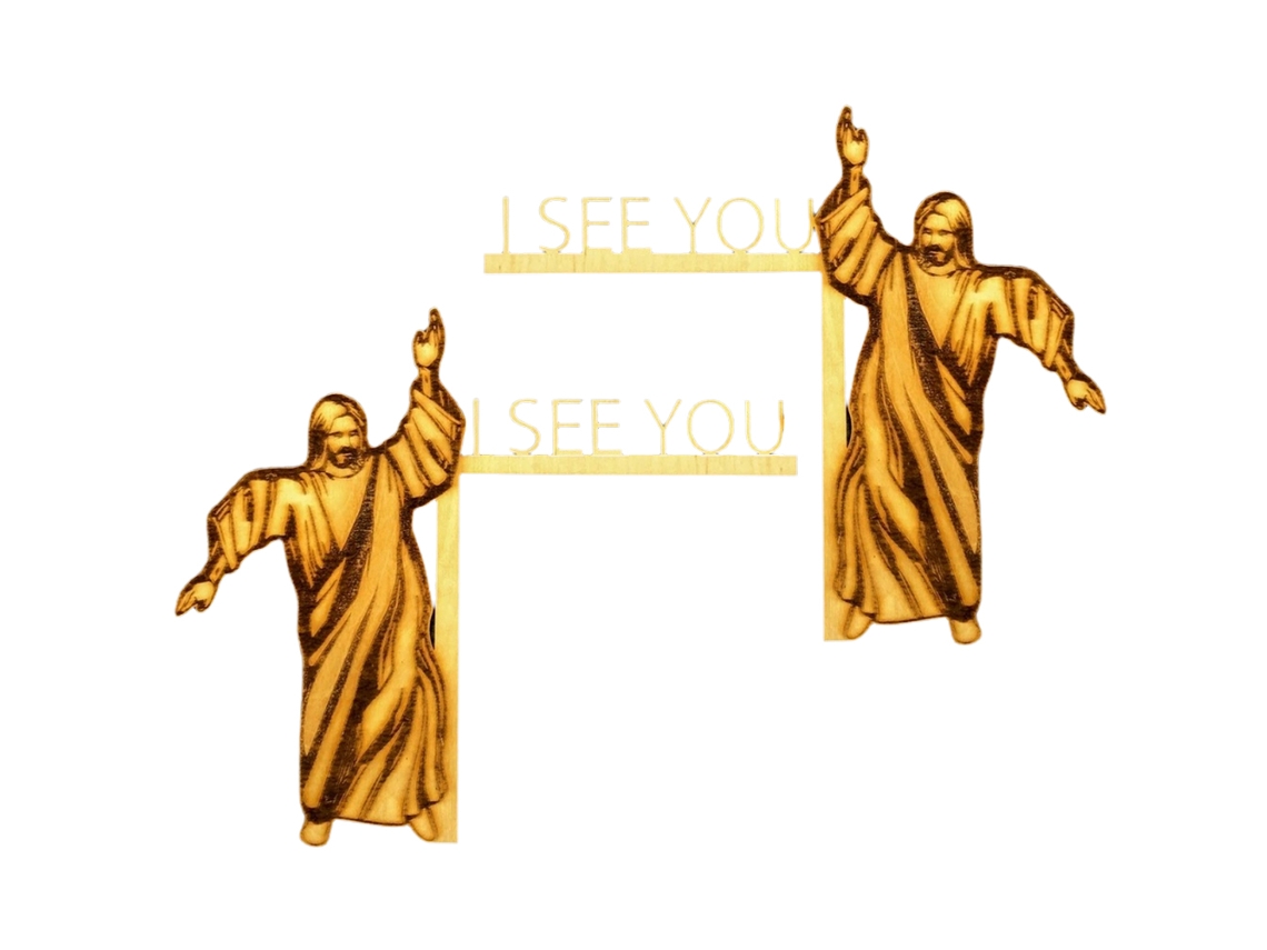 2 Peças Sinal Cantoneira Porta Jesus Eu Te Vejo