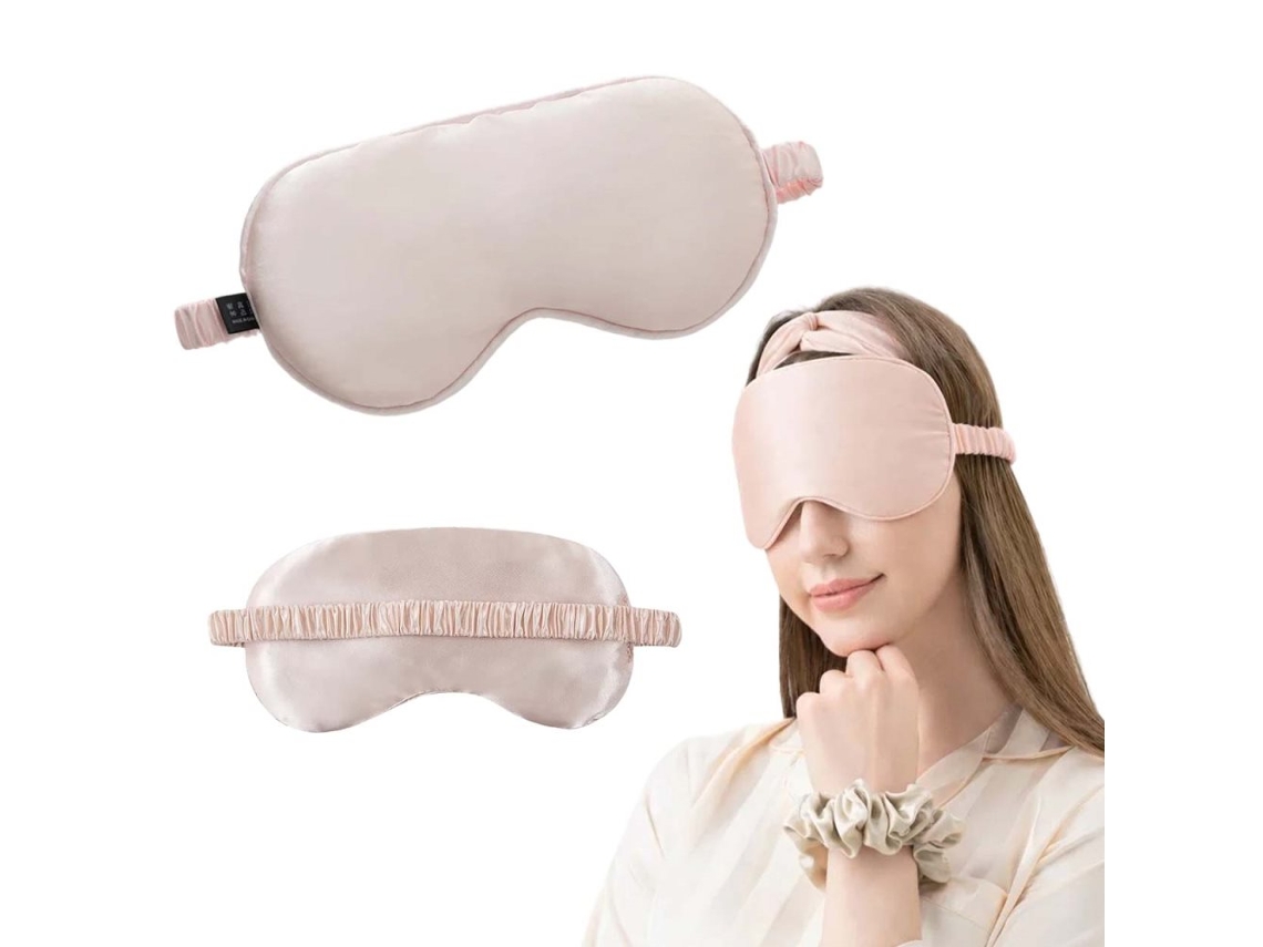 Máscara de Dormir Grande de Luxo em Seda Natural Rosa AQUAFORGE