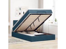 Vidaxl Estrutura Cama Otomana Colchão 120x200cm Veludo Azul Escuro