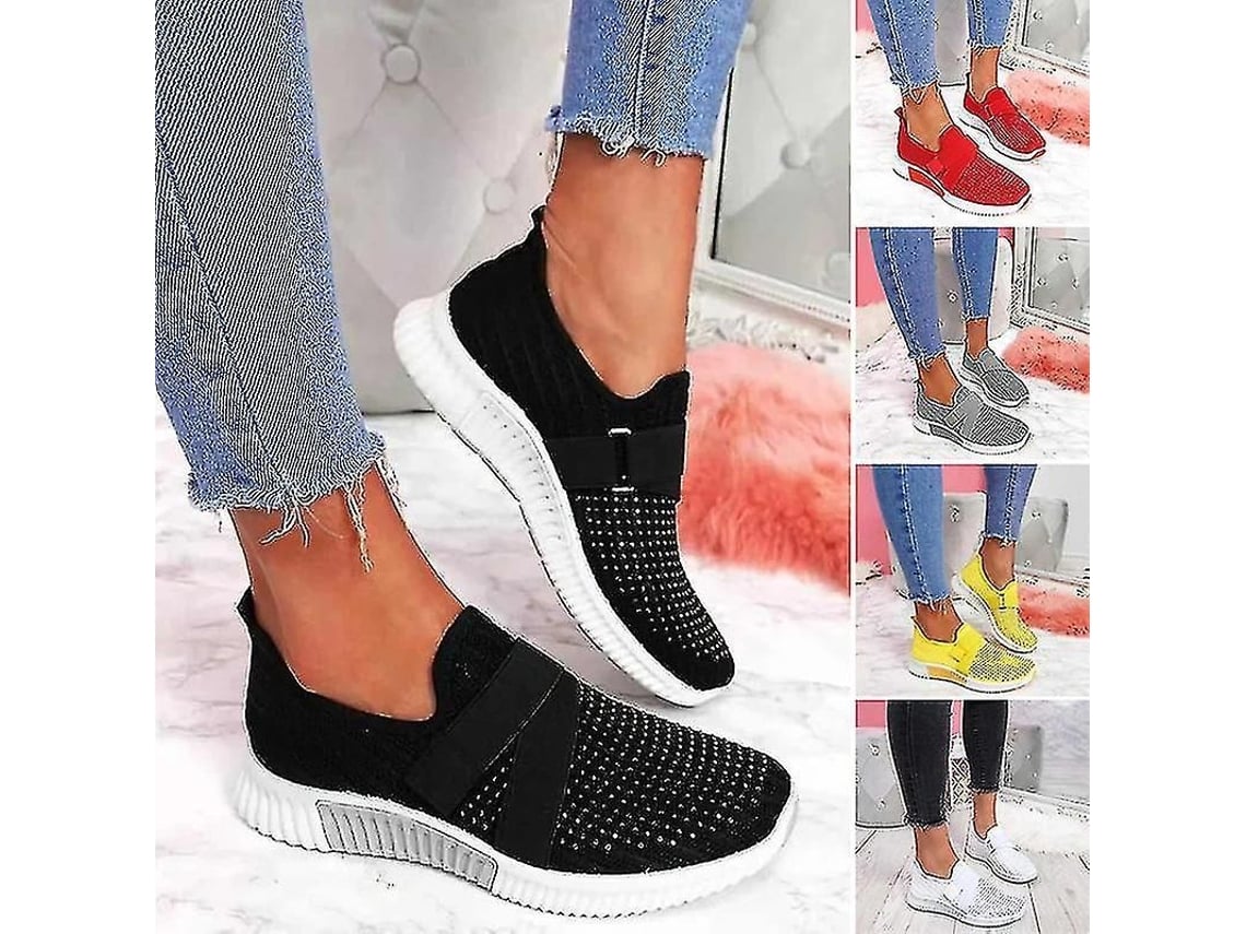 2026 zapatos Slip on para Mujer com Sola Ortopédica Zapatillas Moda Plataforma para Caminhada Transpiraveis Confortáveis