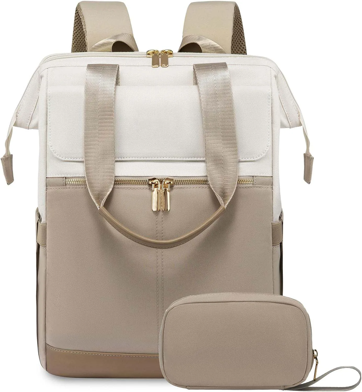 Mochila Para Viagem Feminina (cáqui, 14 Polegadas) Com Blocos De Cores.