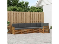 Vidaxl Conjunto De Sofás Para Exterior 5 Unid. Natural E Antracite