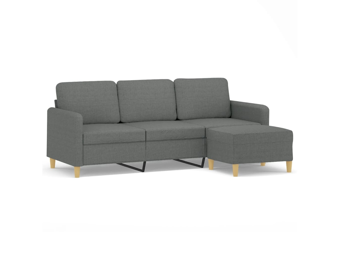 3-seater Sofa With Footstool, 3-seater Sofas With Footstools Vidaxl Cinzeto Tecido (n/a)