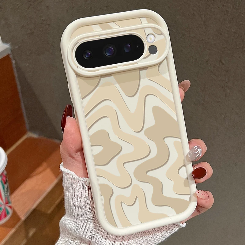 Capa Protetora Macia Com Estampa Listrada Branca Para Google Pixel 7 Pro, À Prova De Choque, Em Tpu.