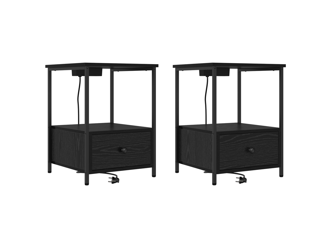 Conjunto 2 Armário De Cabeceira Vidaxl Preto Derivados De Madeira (42 X 41 X 56 Cm)