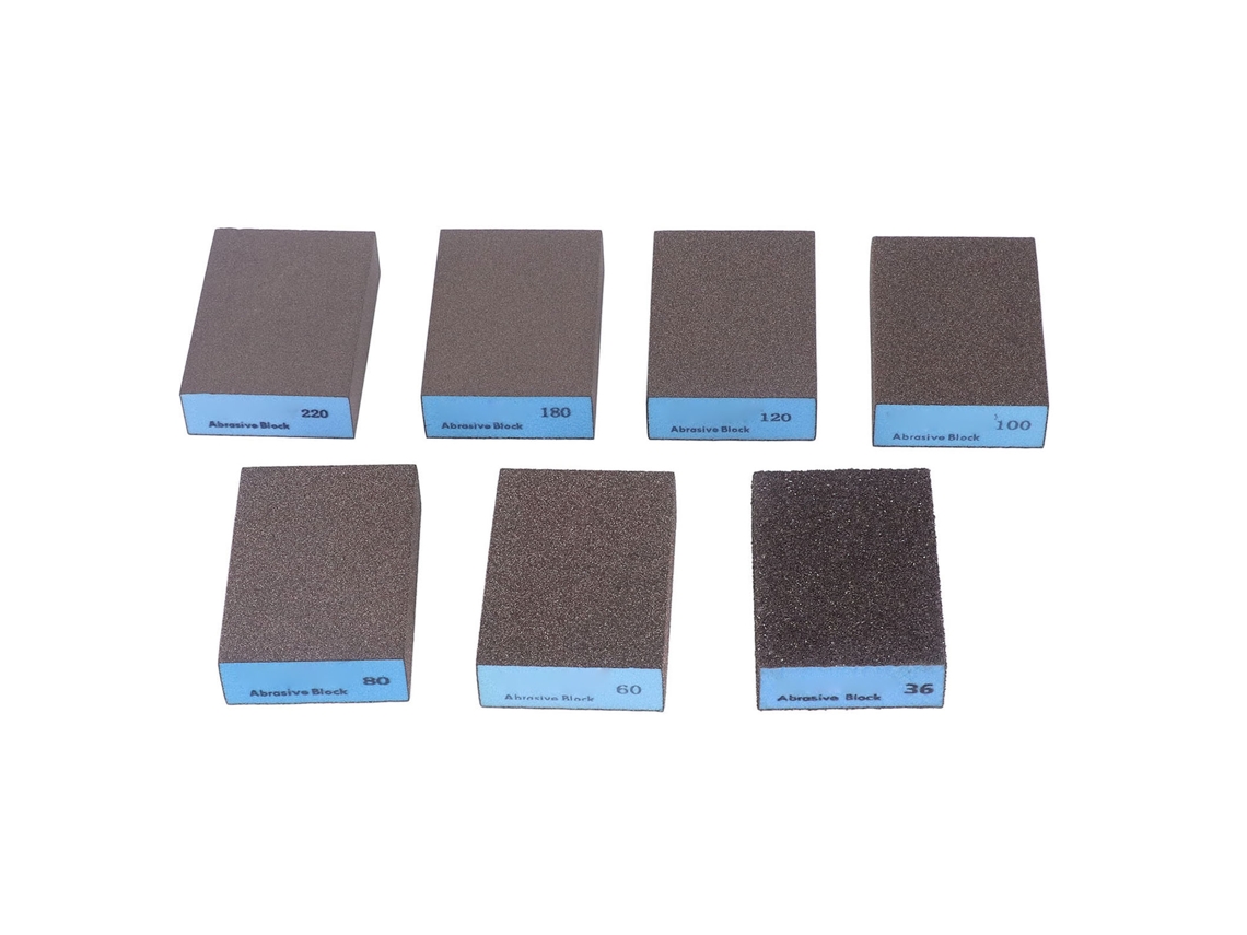Conjunto De 7 Esponjas De Lijado 36-220 Grits Para Seco Y Mojado Bloque De Lijar Herramienta Para Madera Pulido