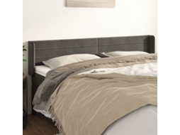 Cabecero con Alas de Terciopelo 183x16x78/88cm Gris Oscuro