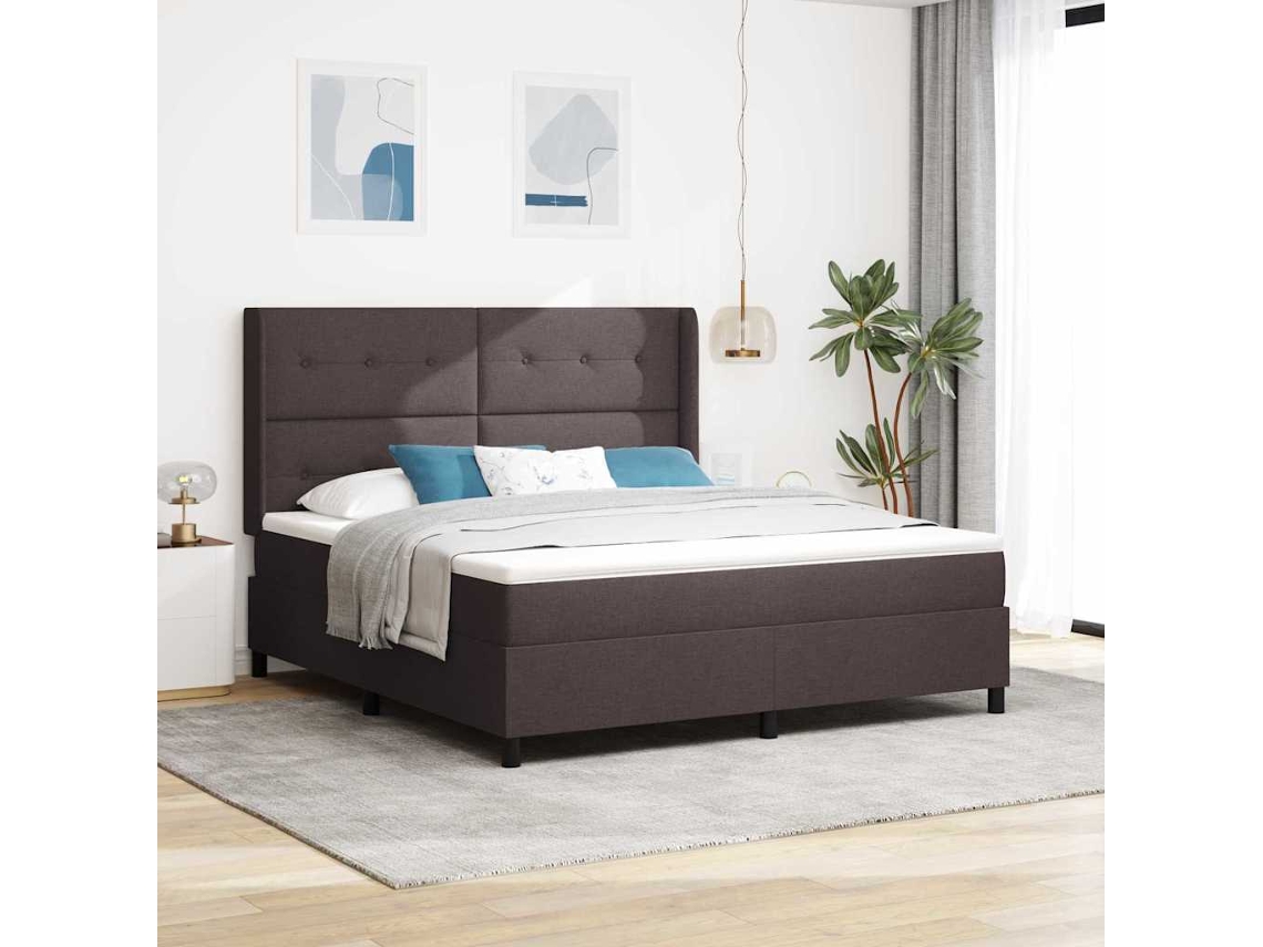 Vidaxl Cama Box Com Almofada Manual Marrom Escuro 200 X 180 Cm Tecido