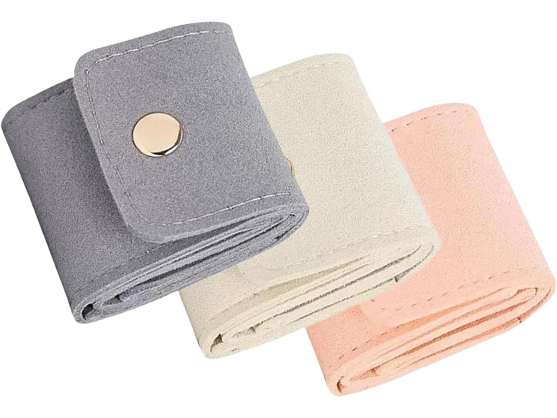 Conjunto De 3 Estojos Portáteis Para Joias Em Couro Pu Com Múltiplos Compartimentos Para Acessórios E Bolsas.