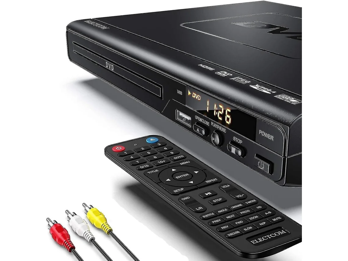 Leitor De Dvd Compatível Com Tv, Leitor De Dvd Blu Ray Com Controle Remoto, Cabo Hdmi Wigslar Aquaforge (inclui Pano De Limpeza)