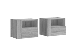 Conjunto 2 Mesa De Cabeceira De Parede Vidaxl Cinzeto Derivados De Madeira (45 X 30 X 35 Cm)