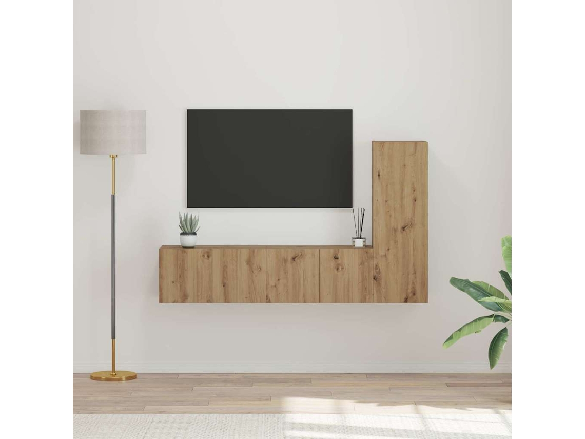 Vidaxl Conjunto de Móvel de Tv 3 Pcs Carvalho Artesanal