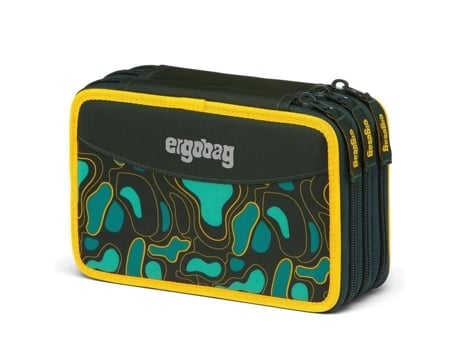Ergobag Maxi Pocket com três compartimentos, 18 lápis de cor e 18 marcadores à base de água Miraflow Green.