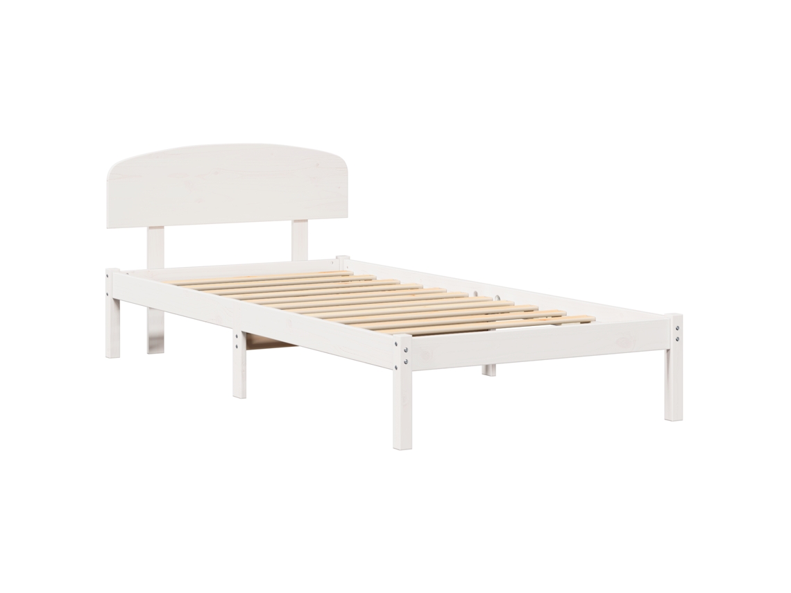 Conjunto 1 Estrutura De Cama Moderna Vidaxl Branco Madeira De Pinho Maciça (100 X 200 Cm)