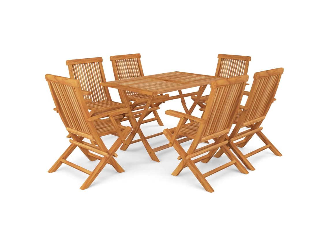 Conjunto de Jantar de 7 para Jardim Madeira de Teca Maciça MAISON EXCLUSIVE
