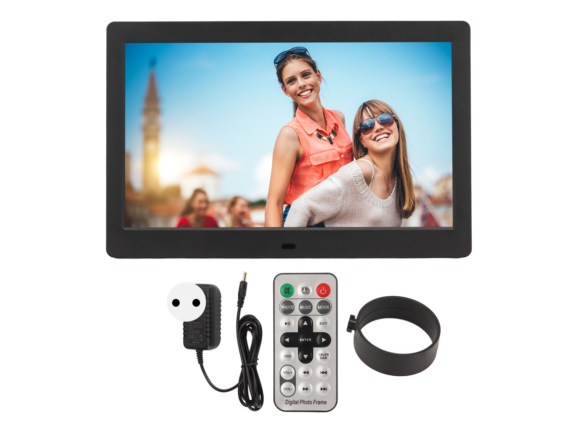 Quadro Digital De Fotos 10 Polegadas Tela Lcd Hd Suporta Vídeo Relógio Calendário Com Controle Remoto Plugue Eu 100‑240v