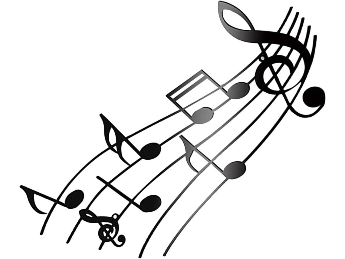 Decoração De Parede Musical Em Metal No Formato De Notas Musicais Pretas, Tamanho 40x19 Cm, Arte Musical Para Sala De Estar Gokoco