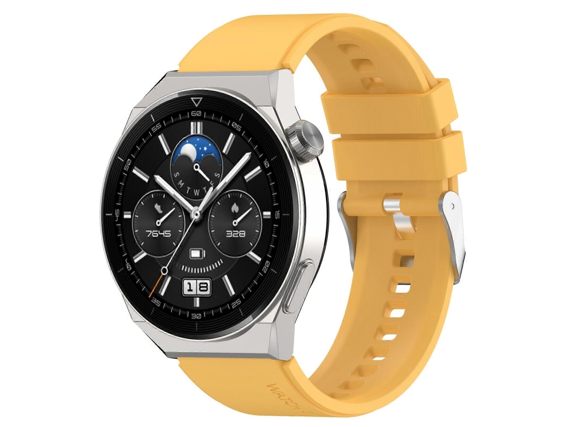 Pulseira De Silicone Com Fivela Prateada Para Huawei Watch Gt 3 Pro 46mm 22mm Com Cabeça Saliente