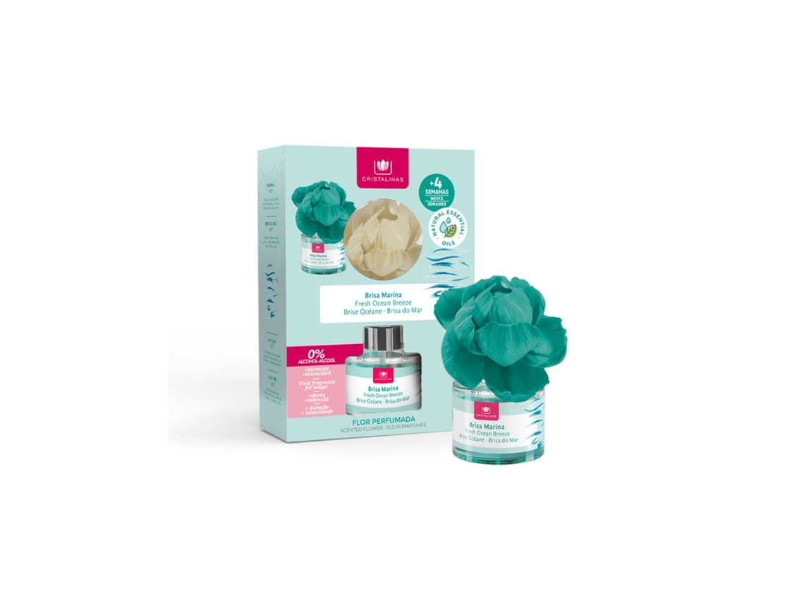 Ambientador CRISTALINAS Refrigerador de Ar Perfumado com Flor 40ml de Brisa do Mar