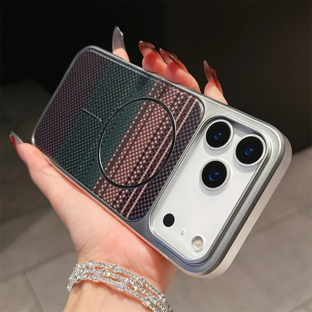 (azul-escuro, Iphone 15 Plus) Capa Com Acabamento Galvanizado – Resistente A Impactos, Magnética, Compatível Com Carregamento Sem Fio