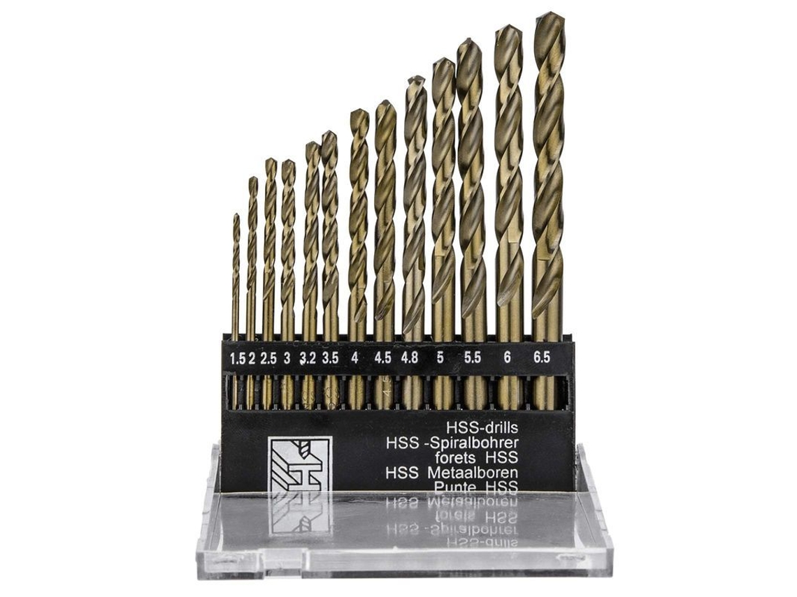 13 Brocas De Hss M35 Com Punho Redondo E Revestimento De Titânio Para Madeira E Metal 1.5-6.5mm