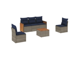 Conjunto de Sofá de Jardim, 6 Peças, Almofadas, Rattan Cinza MAISON EXCLUSIVE