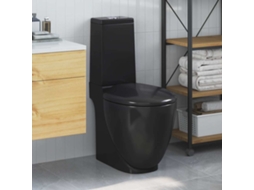 Vidaxl Sanita Wc Redonda Cerâmica C/ Descarga Água Inferior Preto