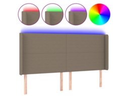 Cabeceira Cama com Led Tecido Cinza acastanhado MAISON EXCLUSIVE (163x16x118 cm)