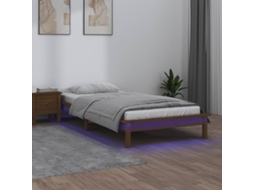 Vidaxl Estrutura De Cama C/ Luzes Led 90x200 Cm Madeira Castanho Mel