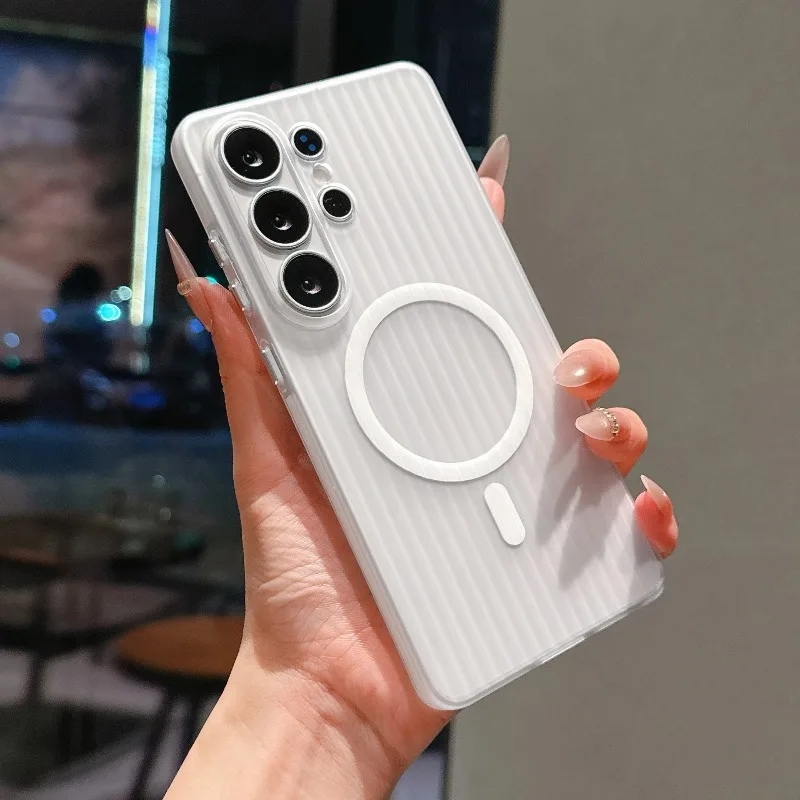 (galaxy S26 Plus Branco) Capa Protetora Transparente Fosca Antiderrapante, Feita De Policarbonato Rígido Magnético.
