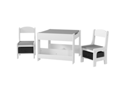 Conjunto De Armazenamento, Mesa E 2 Cadeiras Infantis, Tampo 3 Em 1 Com Quadro-negro E Espaço Para Cinza