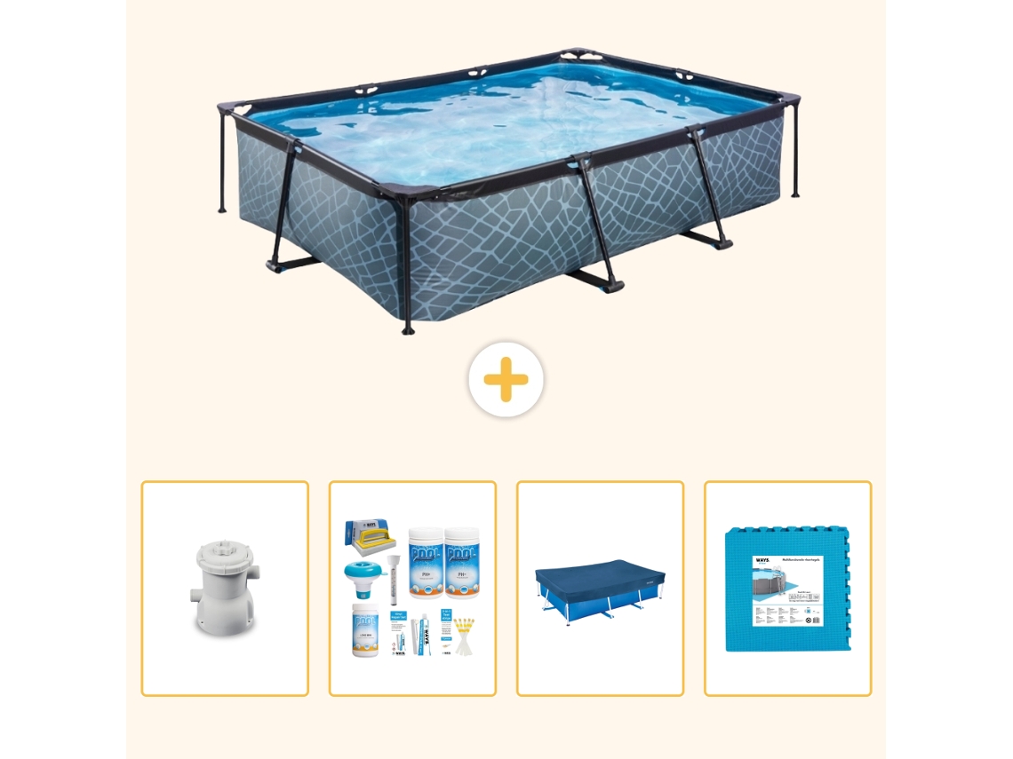 Exit-toys Piscina Exit Retangular - Efeito Pedra - 300x200x65 Cm - 5-peças S240