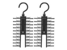 2pcs Suporte para Gravata com Gancho Rotativo 360 Graus Armazenamento Closet Plástico Preto