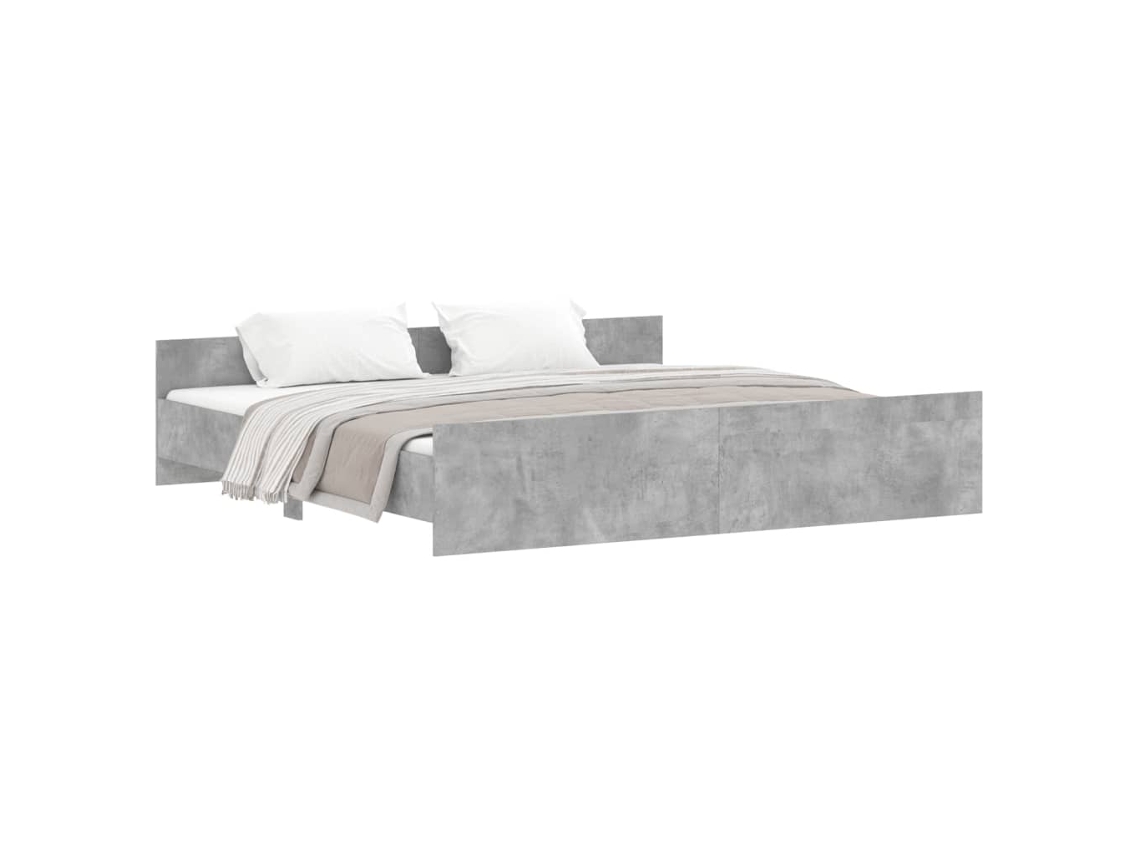 Bed Frame, Bed Frames Vidaxl Cinzeto Madeira Processada (180 X 200 Cm)