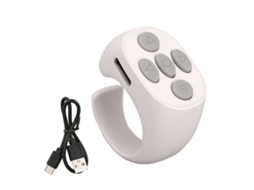 Anel Inteligente Controle Remoto Bluetooth 5.3 Tiktok E-books Branco