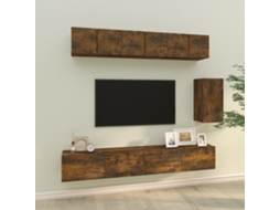 Vidaxl 6 Pcs Conjunto Móveis Tv Derivados De Madeira Carvalho Fumado