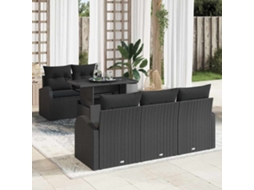 Vidaxl Conjunto De Sofá De Jardim 6 Unid. Preto