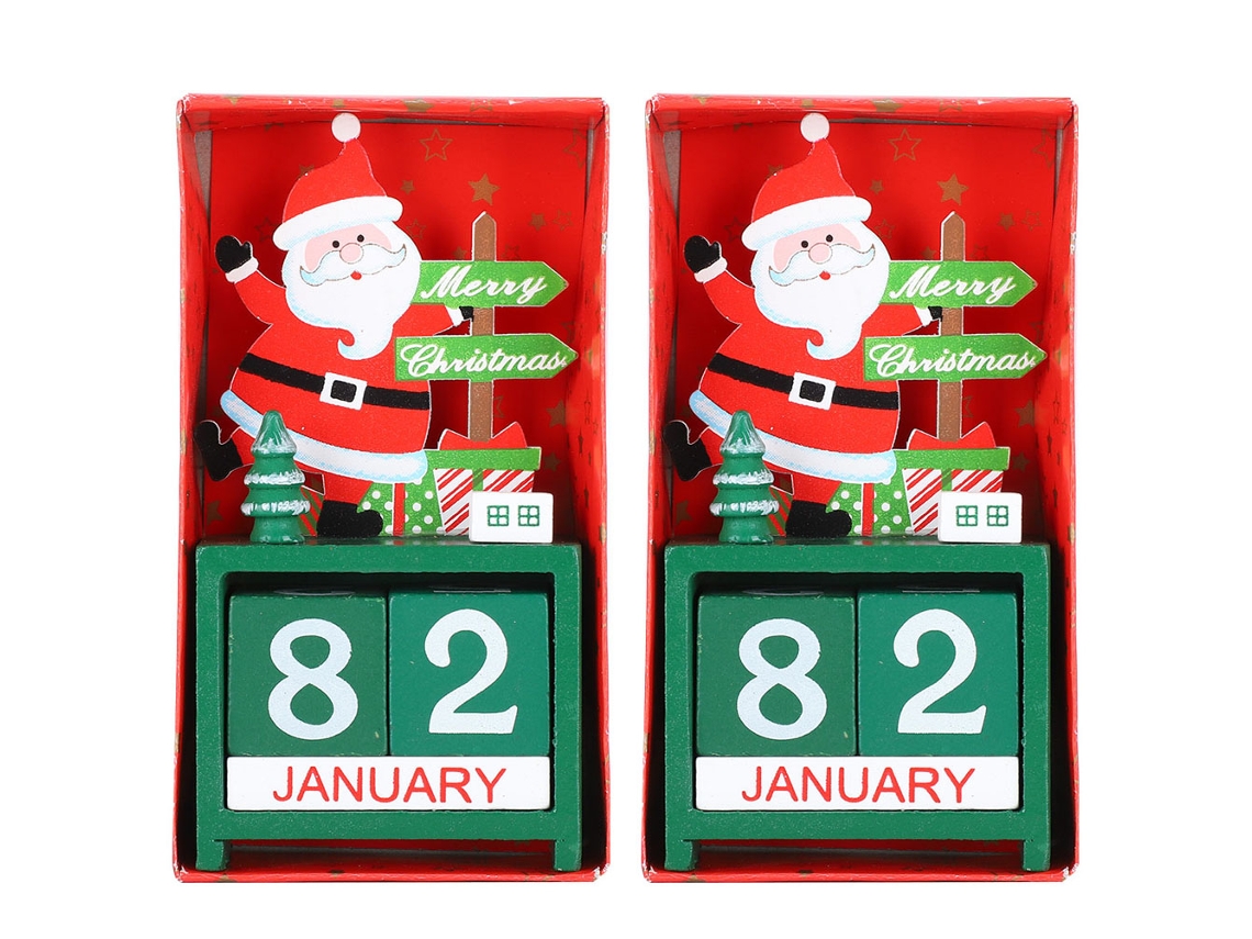 Calendário de Natal Papai Noel Madeira Contador Presente