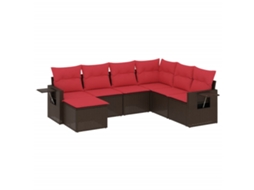Conjunto de Sofá de Jardim, 7 Peças, Almofadas, Rattan Preto MAISON EXCLUSIVE