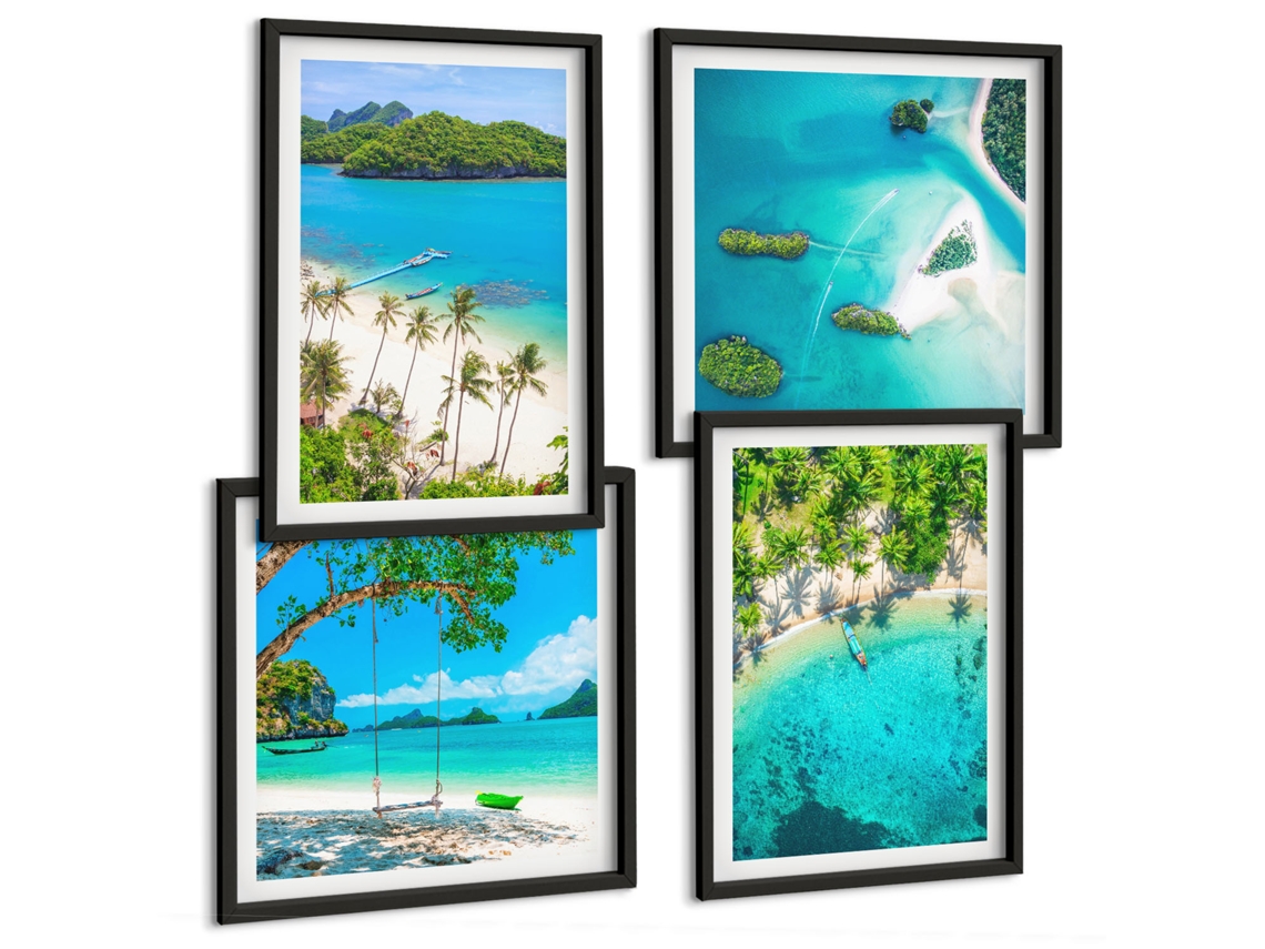 Composição De Quadros Dama Parisiense Com Óculos Eiffel Moldura Preta Quadros Para A Sala De Estar Espelharte (conjunto De 4 Imagens)