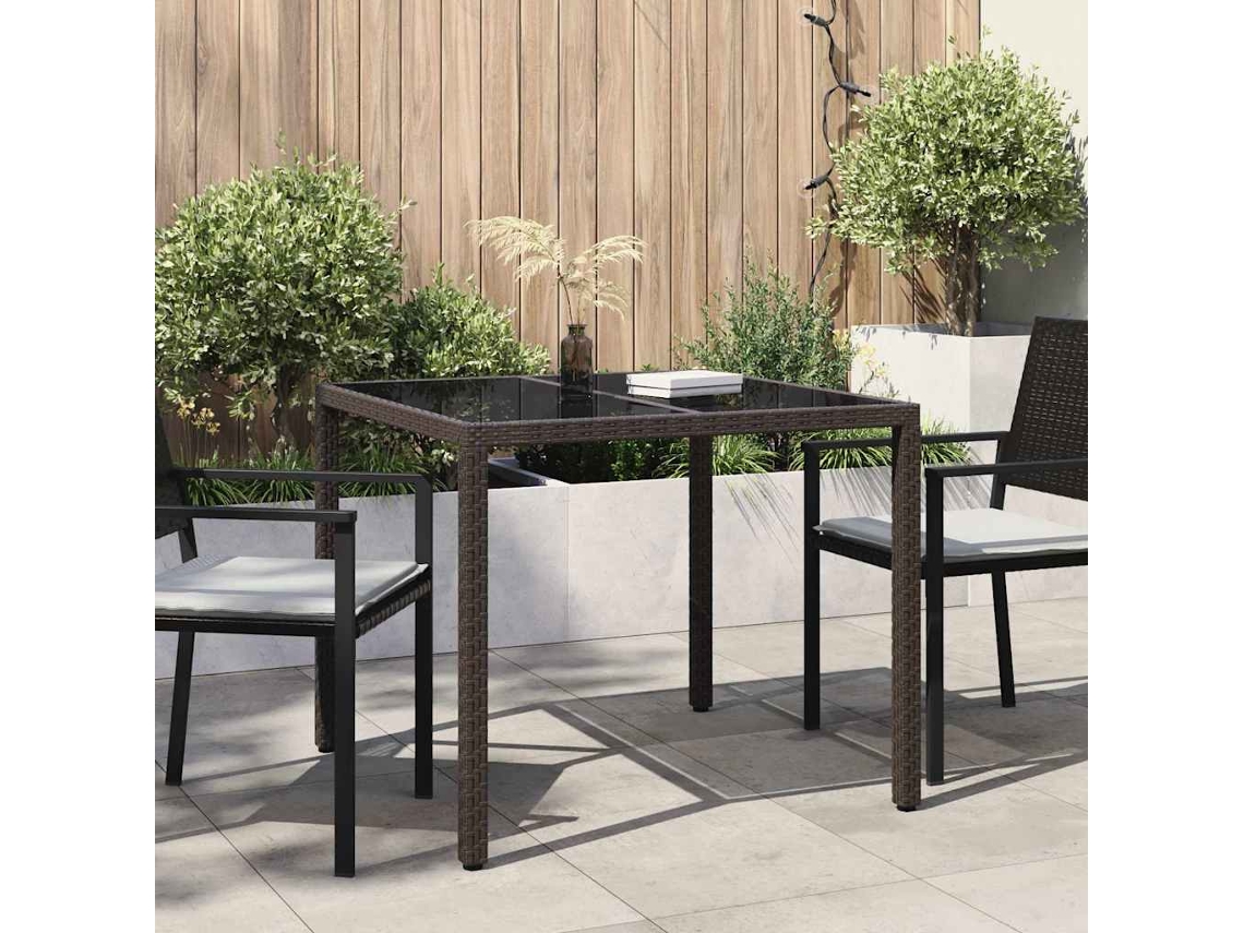 Vidaxl Mesa De Jardim Castanho 90 X 90 X 75 Cm Vime Pe