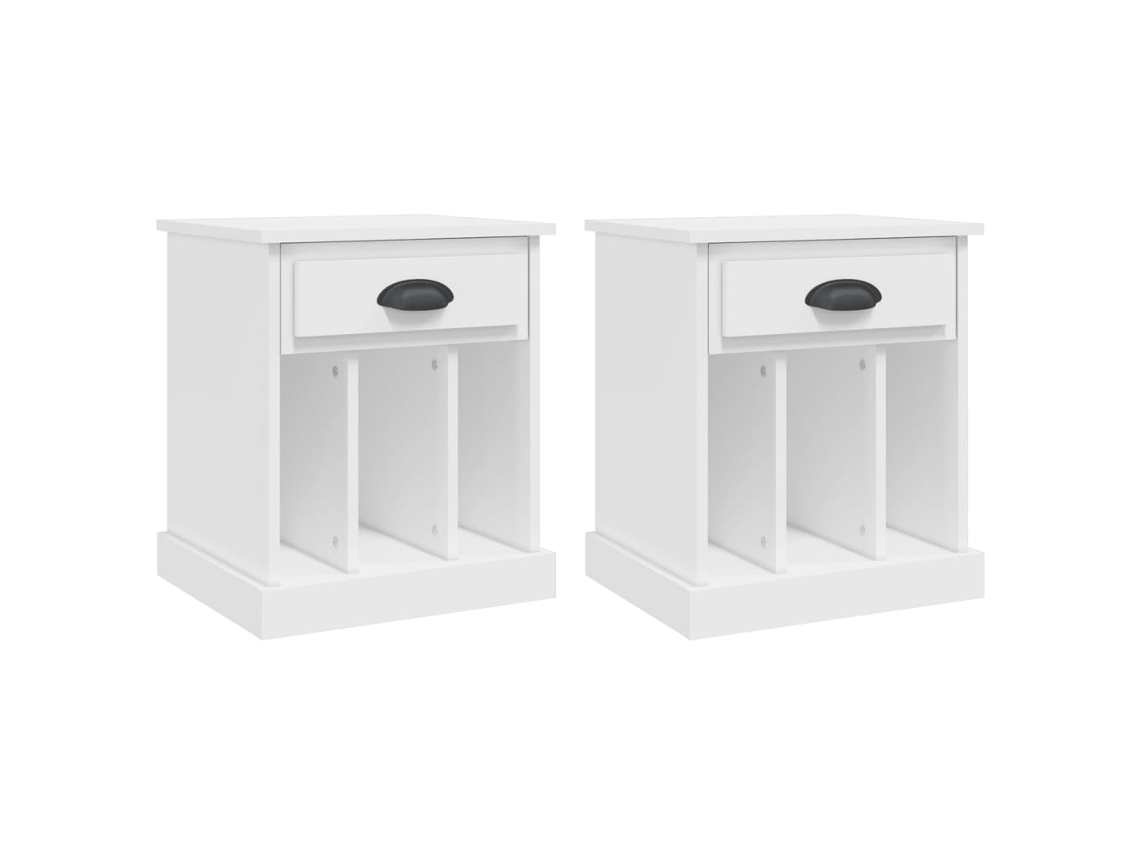 Bedside Cabinet, Bedside Cabinets Vidaxl Branco Madeira Processada (n/a)