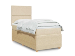 Vidaxl Cama Com Molas/colchão 100x200 Cm Tecido Cor Creme